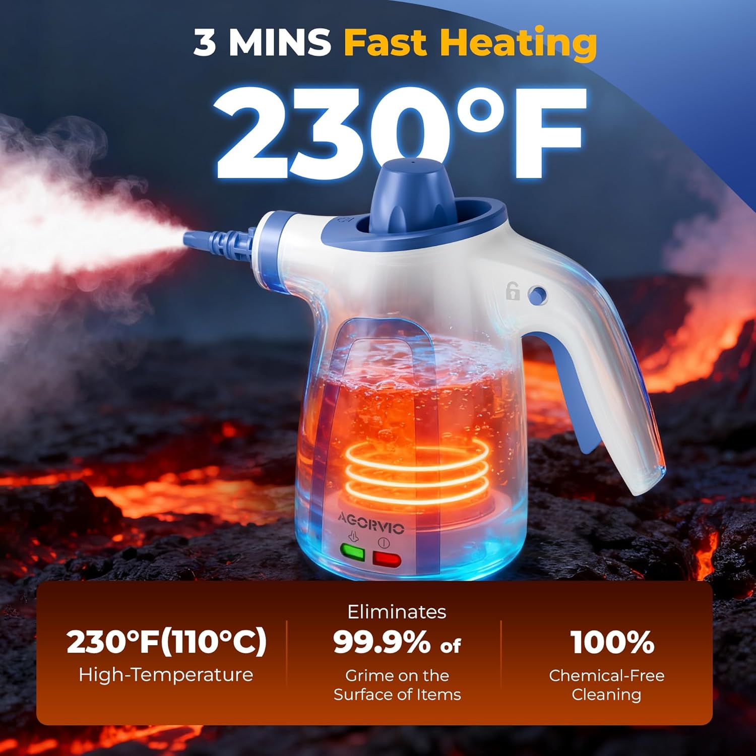Steam Cleaner, Handheld Steam Cleaner for Home, Pressurized Steamer for Cleaning Carpet, Floor