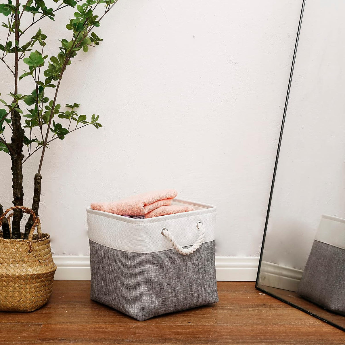 Cube Storage Bins, Collapsible Fabric Cube Storage Bin, 11 Inch Cube Storage Bins with Handles
