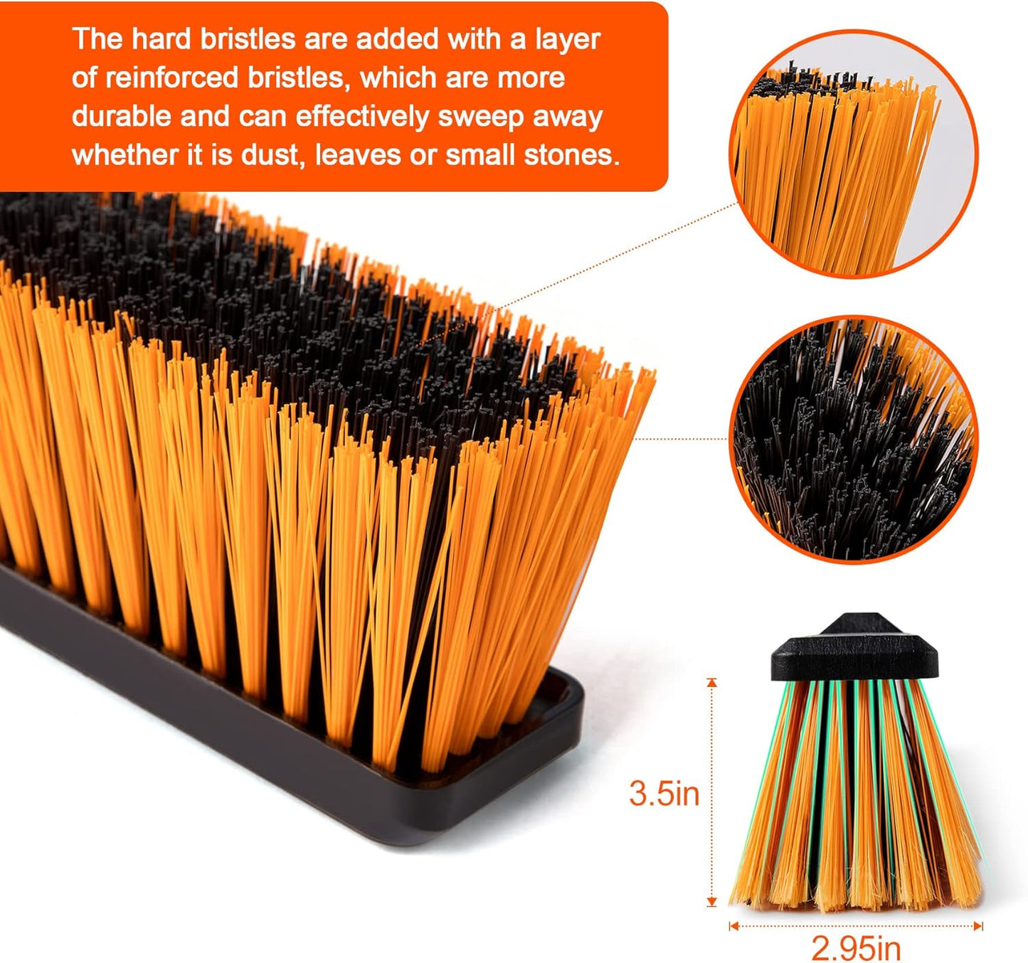 24”Push Broom Brush for Floor Cleaning with 65” Long Handle and Stiff Bristles, Heavy Duty Brush