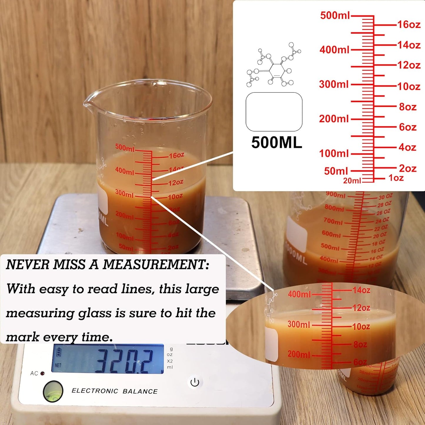 High Borosilicate Glass Measuring Cup Set-V-Shaped Spout,Includes 60ml(2OZ), 120ml(4OZ)