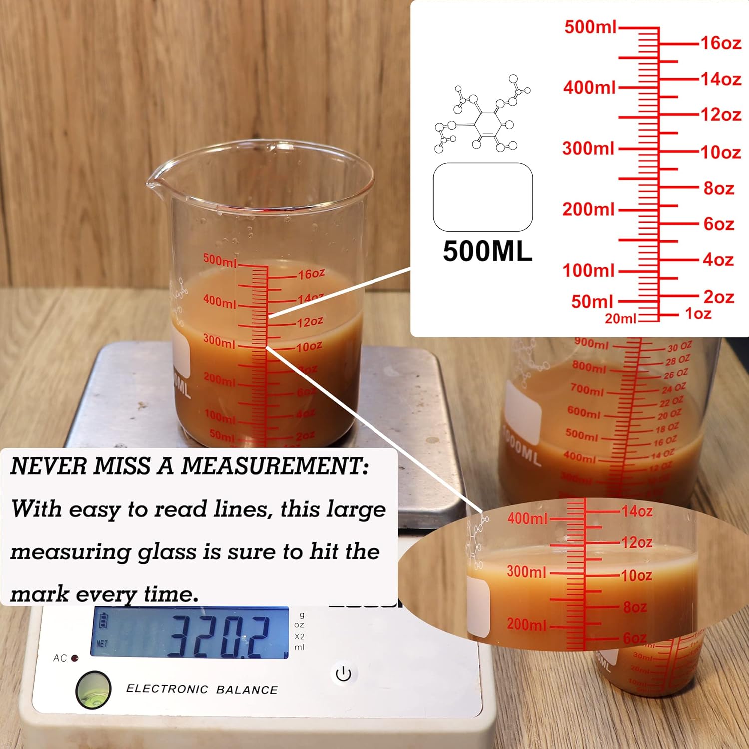 High Borosilicate Glass Measuring Cup Set-V-Shaped Spout,Includes 60ml(2OZ), 120ml(4OZ)