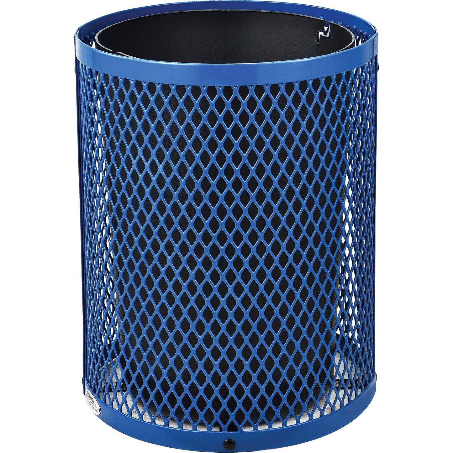 Global Industrial Outdoor Diamond Steel Trash Can with Rain Bonnet Lid and Plastic Liner, 36 Gallon