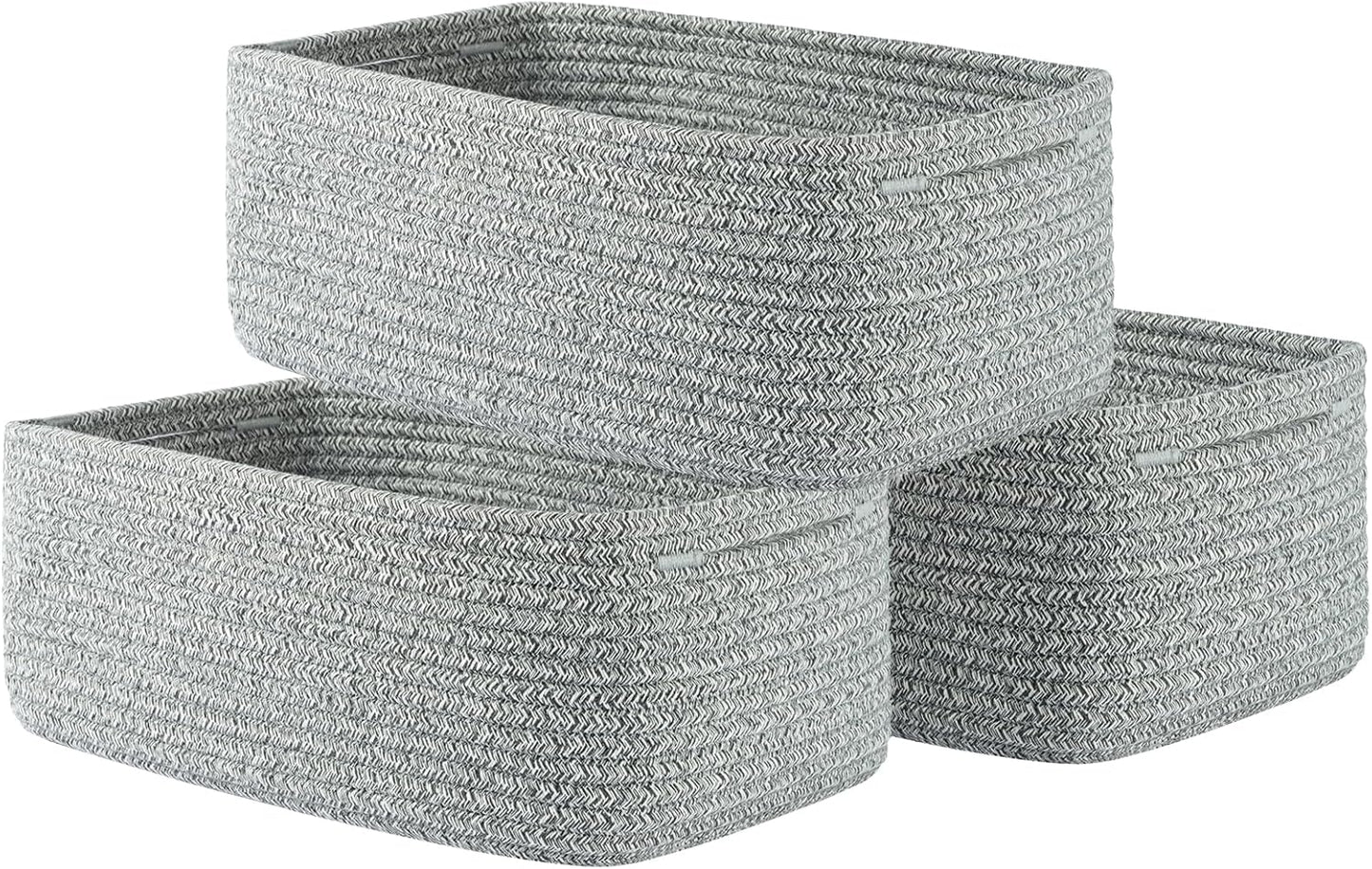 Small Woven Basket, 13.5 x 9.5 x 5 Inches, Storage Basket for Organizing, Cute Small Rope Shelf