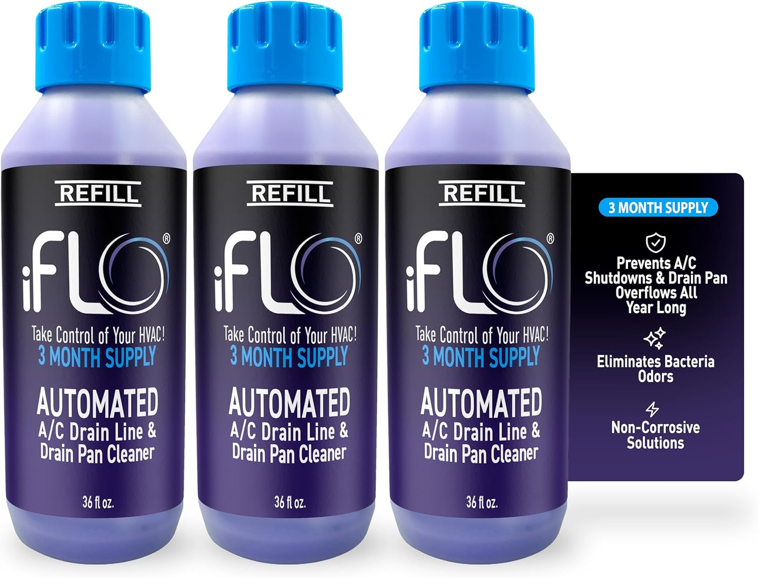 iFLO® Smart A/C Drain Line Cleaner and Drain Pan Cleaner Cartridge, Fast-Acting, Long-Lasting HVAC