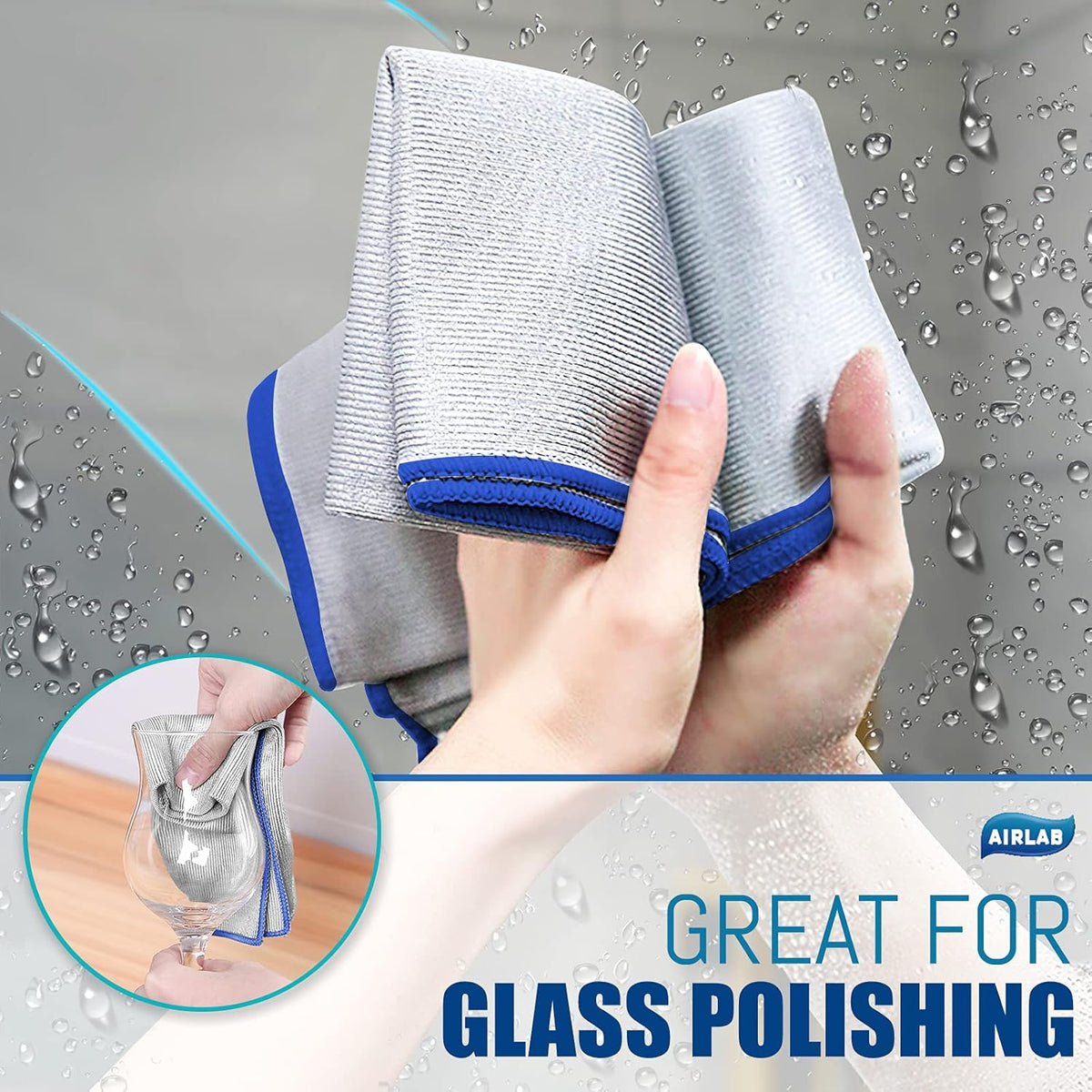 Streak Free Miracle Cleaning Cloth Easy Clean Pack of 8-12" x 16" Microfiber Dish Cloths Glass