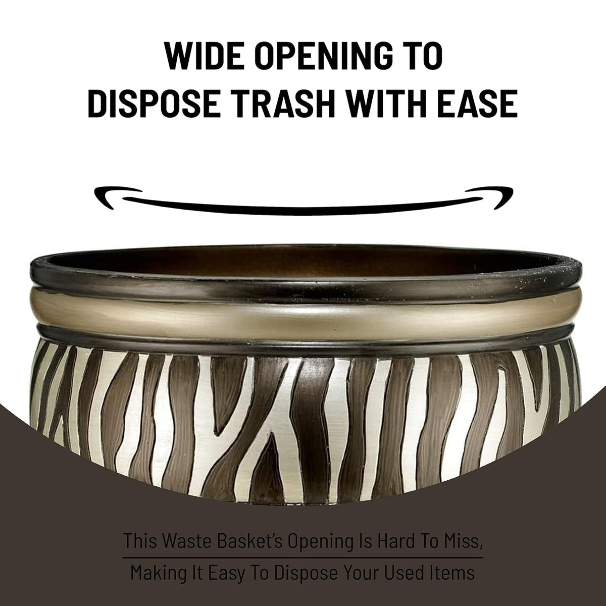 Decorative Trash Can for Bathroom, Office & Bedroom - 2.1 Gallons Stylish & Small Trash Can for