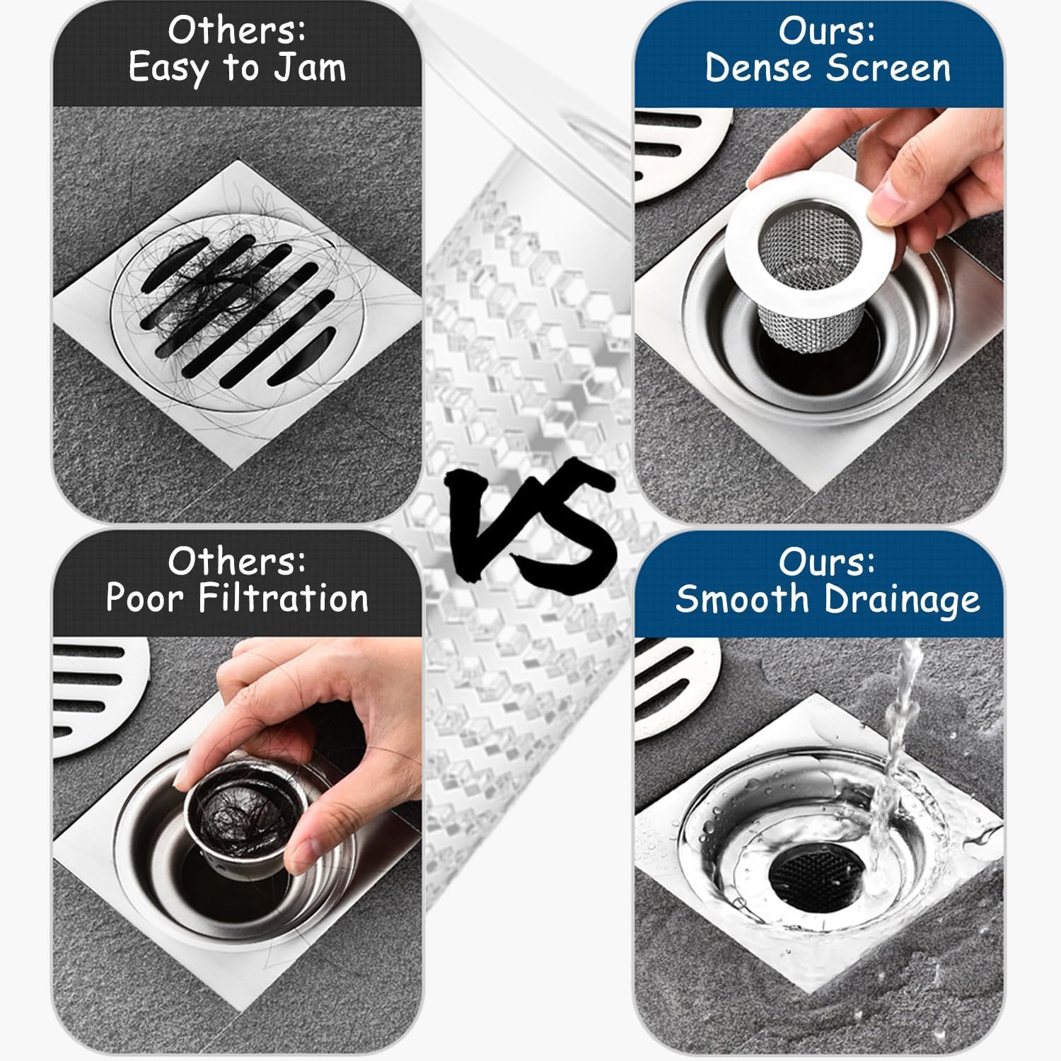 4 PCS Bathroom Sink Drain Strainers, Fit Hole Size from 1.25" to 2.17", Utility Recyclable Sink