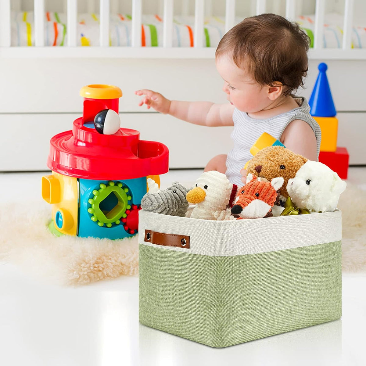 DULLEMELO Fabric Storage Bins for Laundry, Home, Foldable Storage Baskets for Shelves, Toys