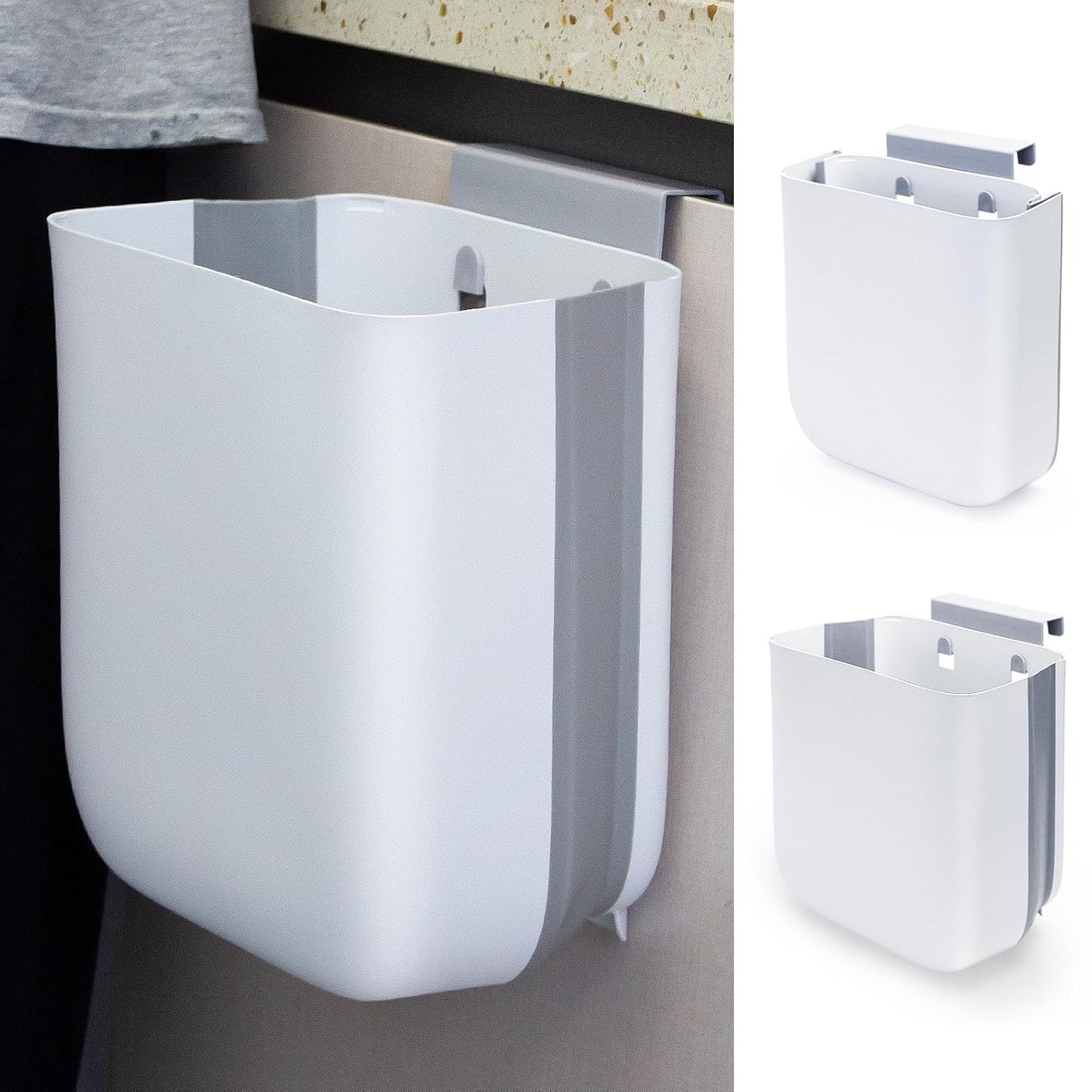 Soddeph 3.2 Gallon Foldable Hanging Trash Can for Cabinet Door,Kitchen Compost Bin,Wall-Mounted