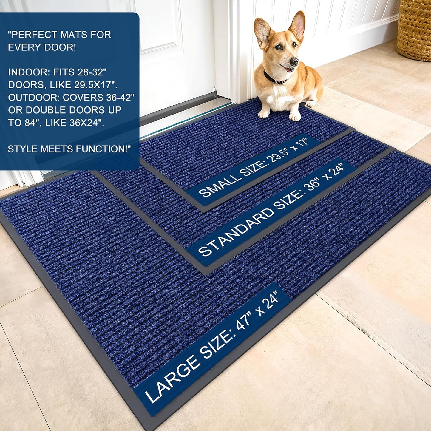 OLANLY Front Door Mat Indoor Outdoor Entrance, Waterproof Heavy Duty Doormat, Fade Resistant, Low