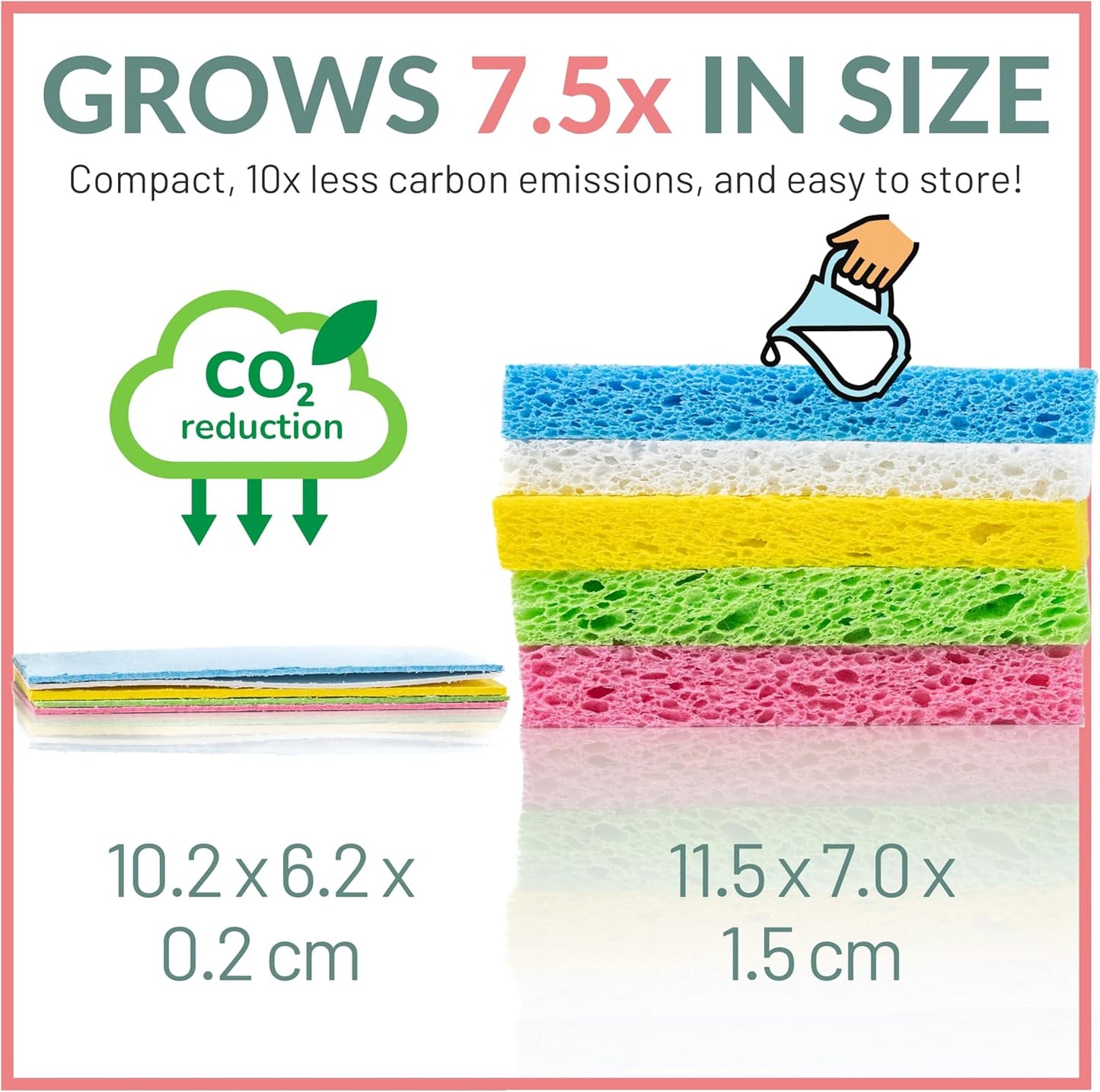 bioGo 30 Pack Compostable Pop-Up Sponges - Expanding, Non-Scratch, Plant-Based Dish Sponges - Bulk