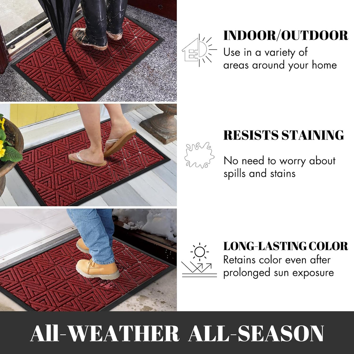 Yimobra Outdoor Mats for Front Door 29.5x17, All-Weather Waterproof Non-Slip Outdoor Door Mat