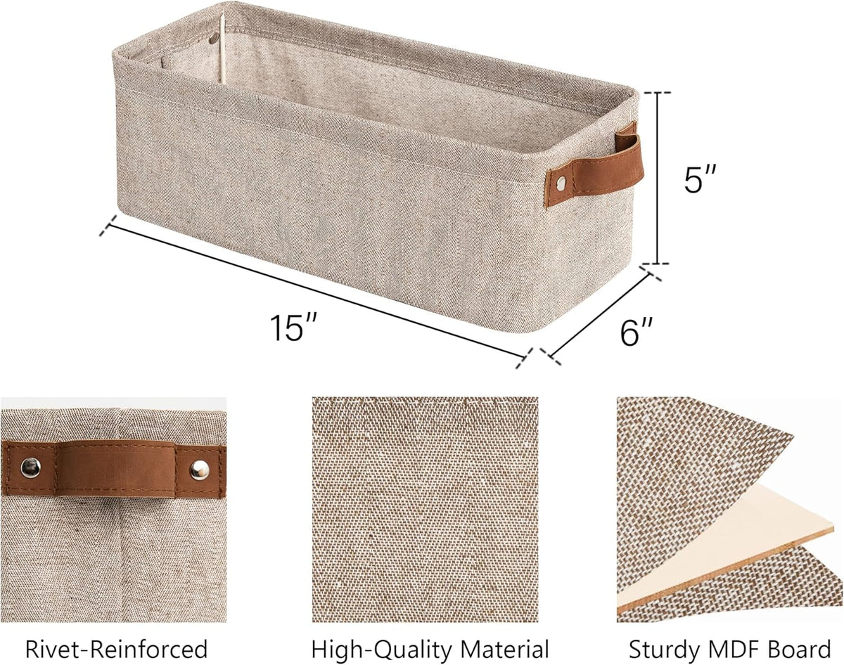 StorageWorks Narrow Storage Bins, Small Basket for Closet and Shelves, Fabric Organizer with
