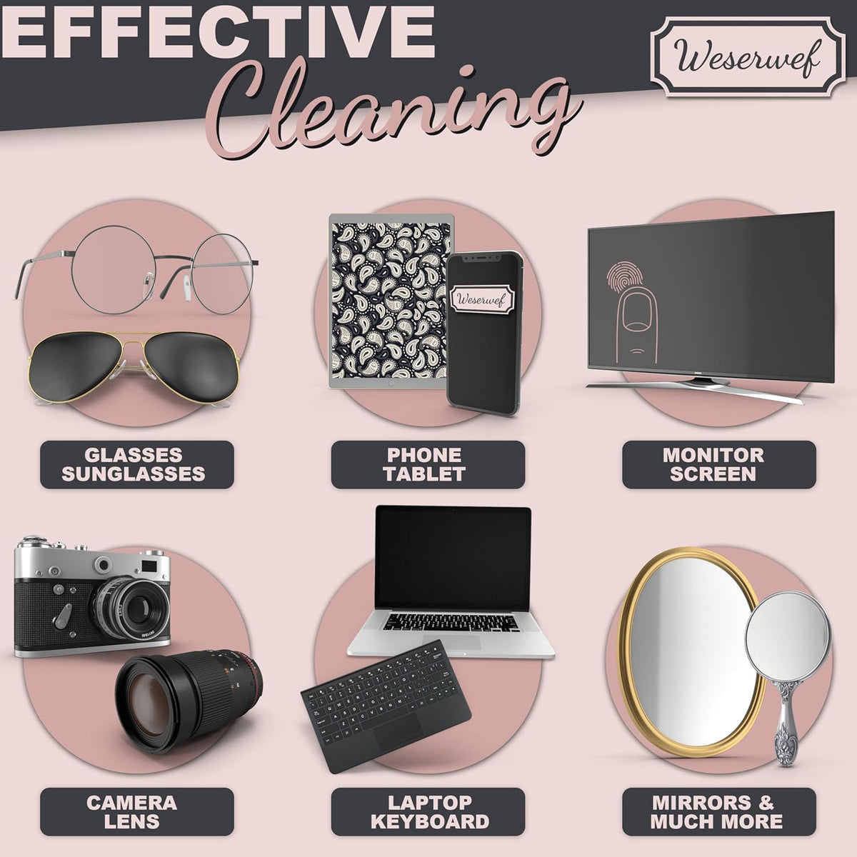 WESERWEF Design Microfiber Glasses Cleaning Cloth – Premium Cleaning Cloth for Eyeglasses, Screens