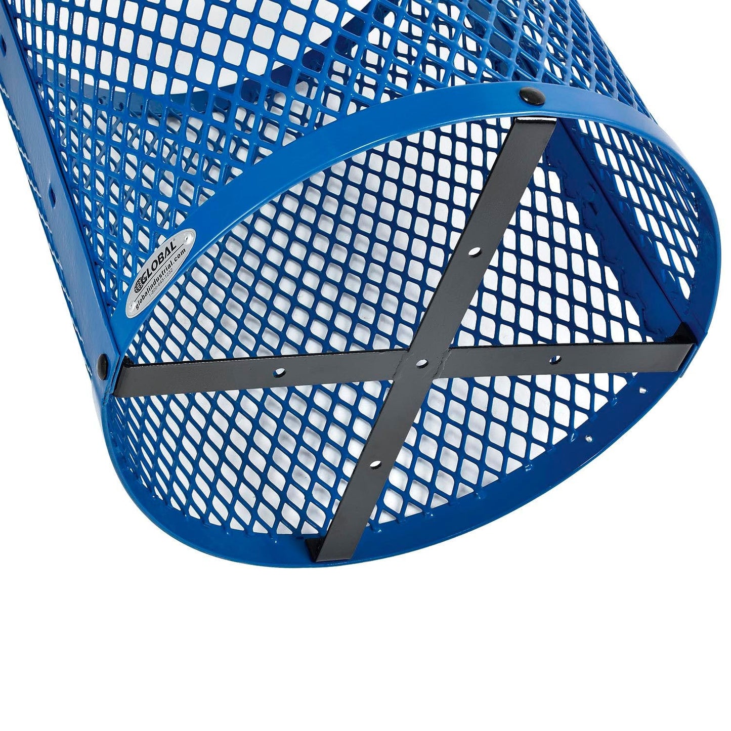 Global Industrial Outdoor Diamond Steel Trash Can with Flat Lid and Plastic Liner, 36 Gallon