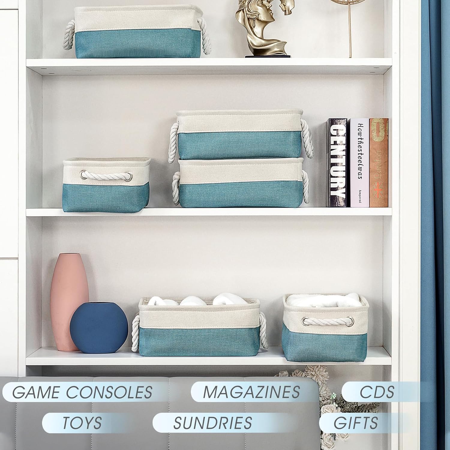 TheWarmHome Fabric Storage Bin with Handles,Storage Basket for Home Storage and Organization, Shelf