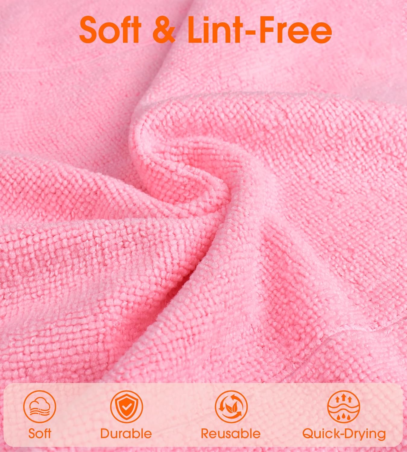 Roll of Microfiber Cleaning Cloth –100 Pack, Tear Away Microfiber Towels, Reusable, Washable