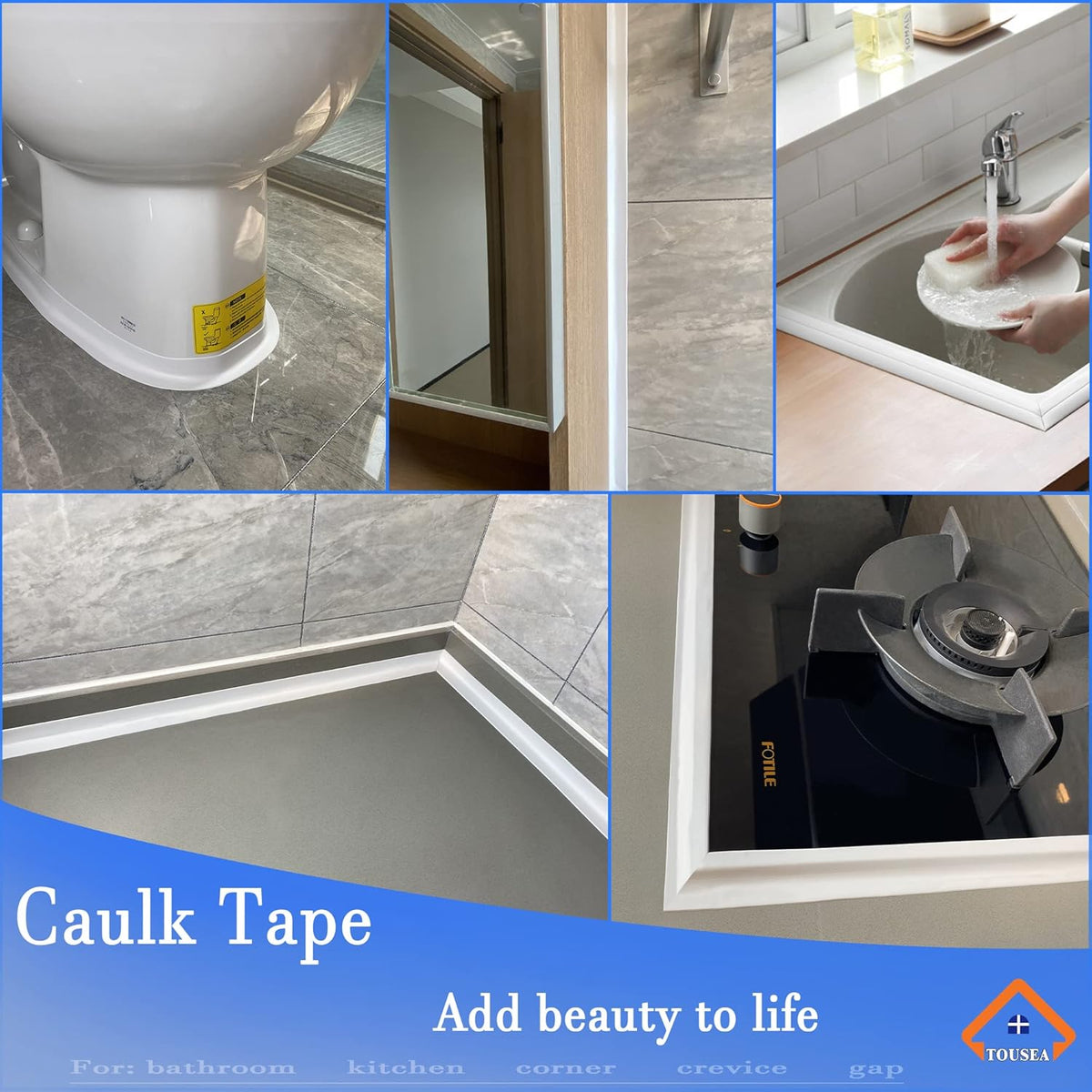 Caulk Tape Self Adhesive,Caulking Tape for Bathroom Sealant Strip Caulk Strip,Waterproof Caulking