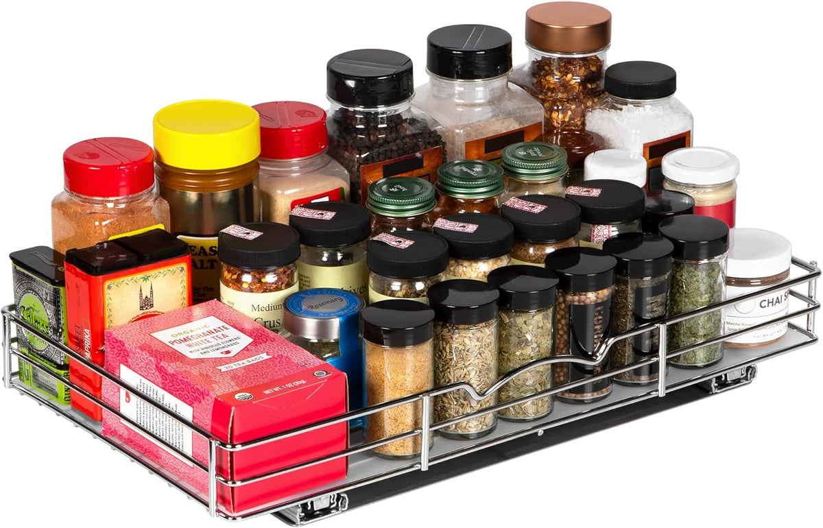Pull Out Cabinet Organizer for Spices, Cans - Heavy Duty with Lifetime Limited Warranty- Pull Out