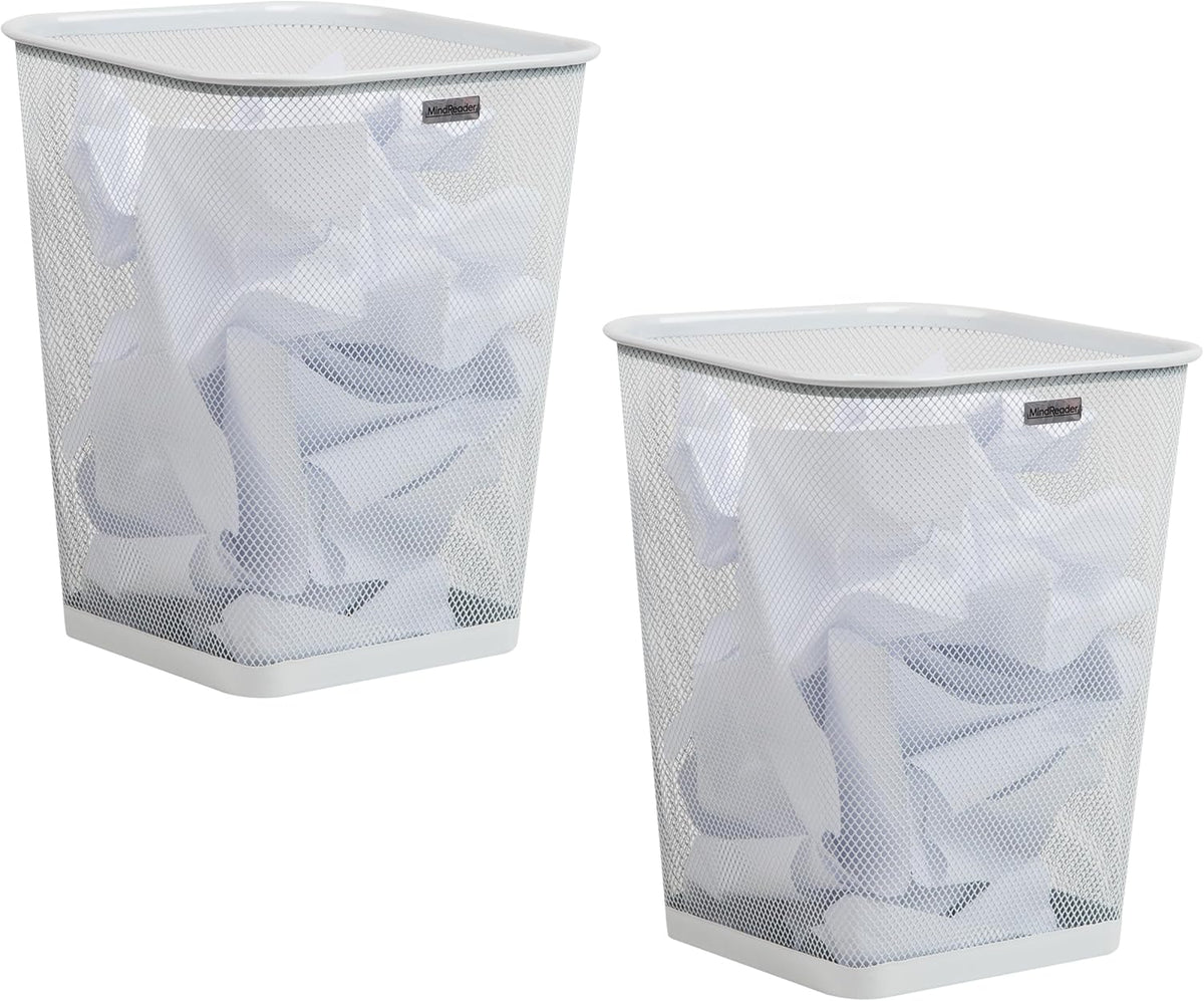 Mind Reader Mesh Trash Can, Square Wastebasket for Office or Home, 5 Gallon Capacity, Metal Mesh
