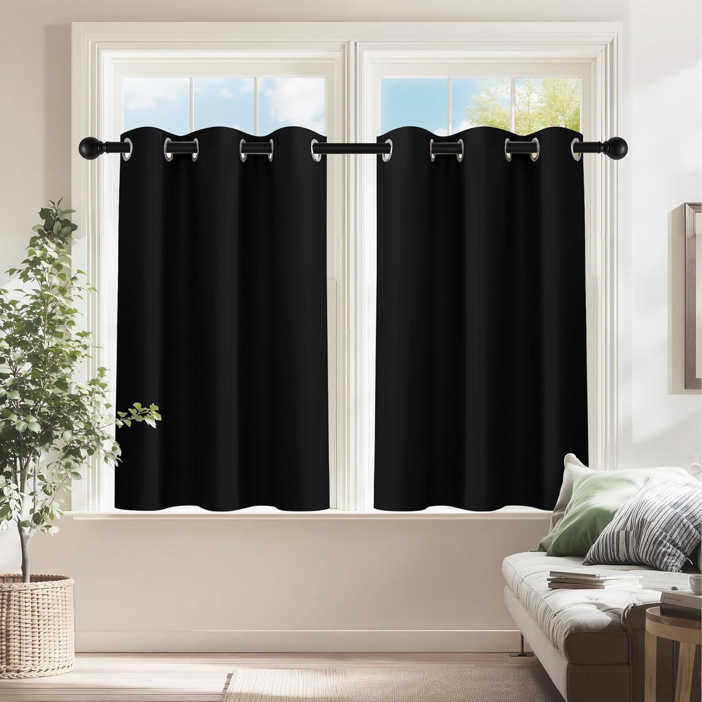 PONY DANCE 30 Inch Length Curtains Vlances - Blackout Thermal Insulating Drapes for Home Theatre