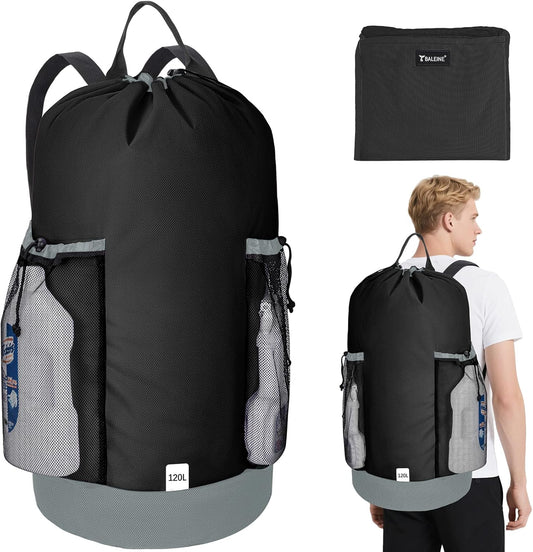 BALEINE 120L Laundry Bag Backpack, 900D Oxford Fabric Large Travel Laundry Bags with Shoulder