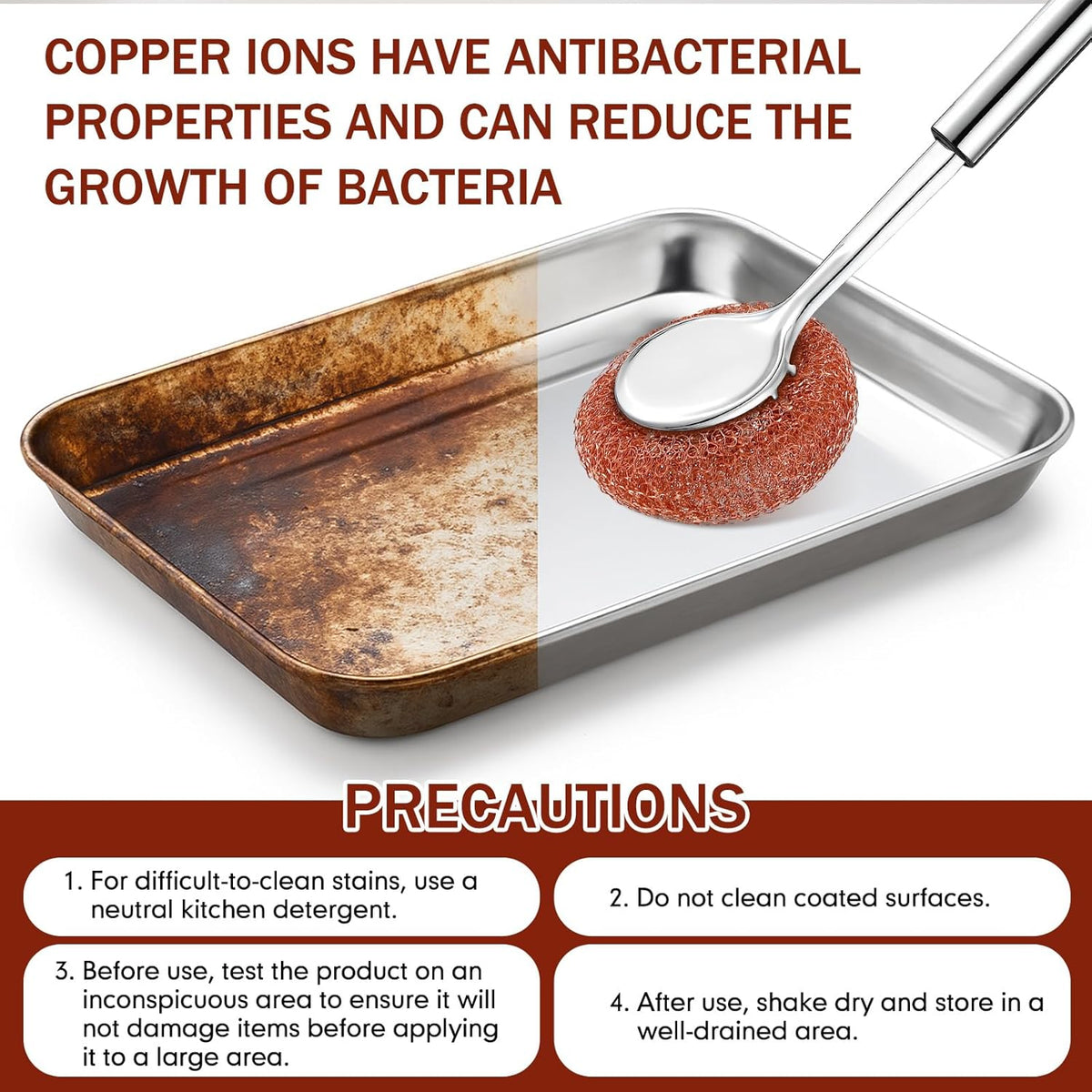 5 Pcs Copper Coated Scourers Copper Scrubbing Pads Scouring Pads 1 PC Steel Wool Scrubber Dish