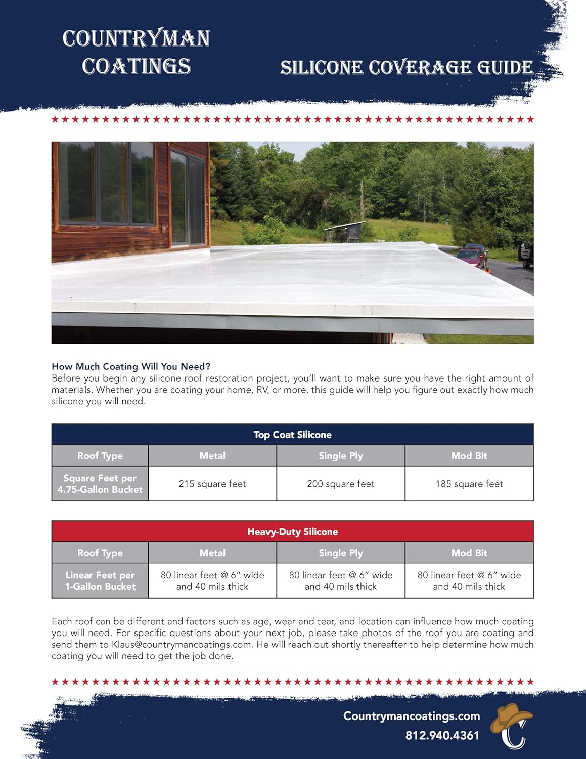 Countryman Coatings 100% Silicone Roof Coating - Restore Your Roof in a Day - Seal Leaks, Cracks
