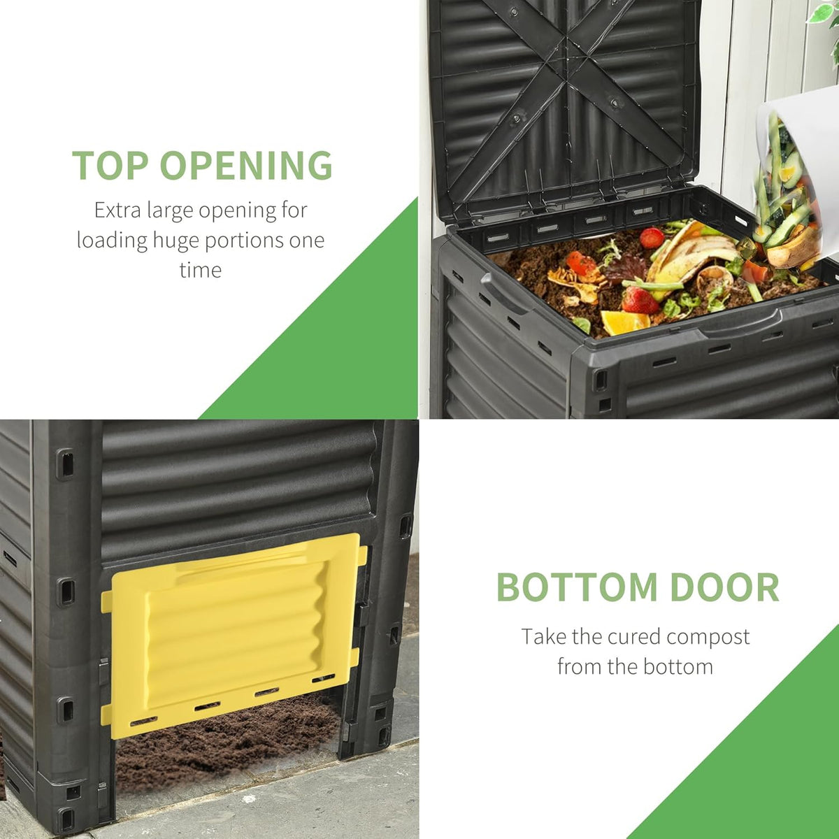 Outsunny Garden Compost Bin 80 Gallon Outdoor Large Capacity Composter Fast Create Fertile Soil