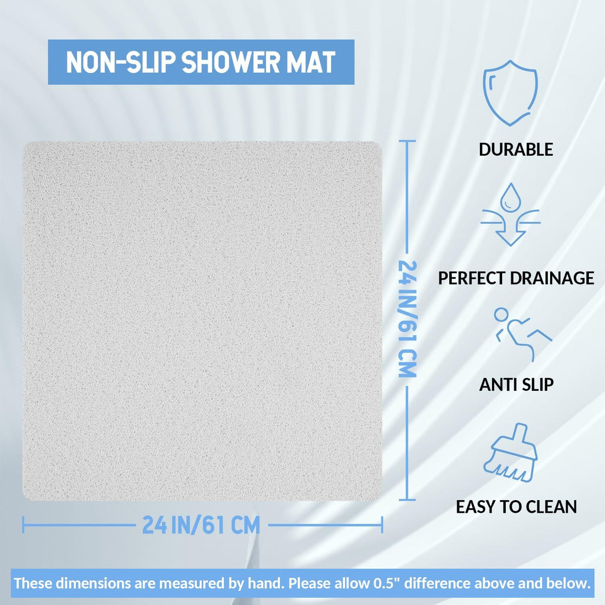 Non-Slip Bathtub Mat, Anti Slip Shower Mat, Fast Drying Bathtub Mats, Foot Scrubber Mat, Anti Slip