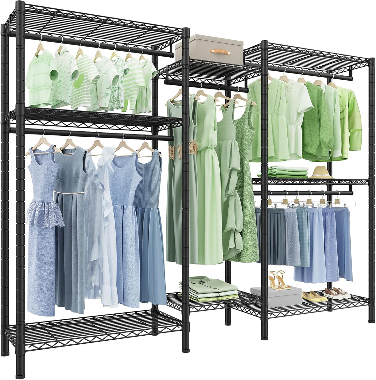 Raybee Clothes Rack Heavy Duty，Clothing Racks for Hanging Clothes with 5 Adjustable Hanging Rods