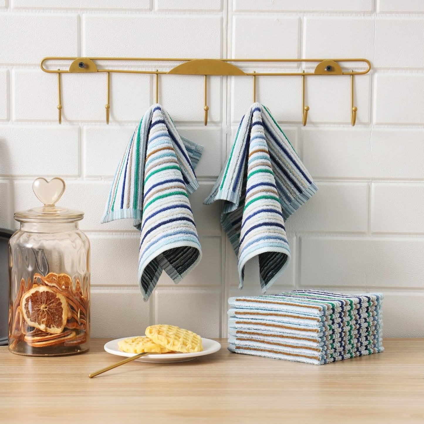 Oeleky Kitchen Dishcloths for Washing Dishes, Ultra Absorbent Dish Rags, Cotton Cleaning Cloths
