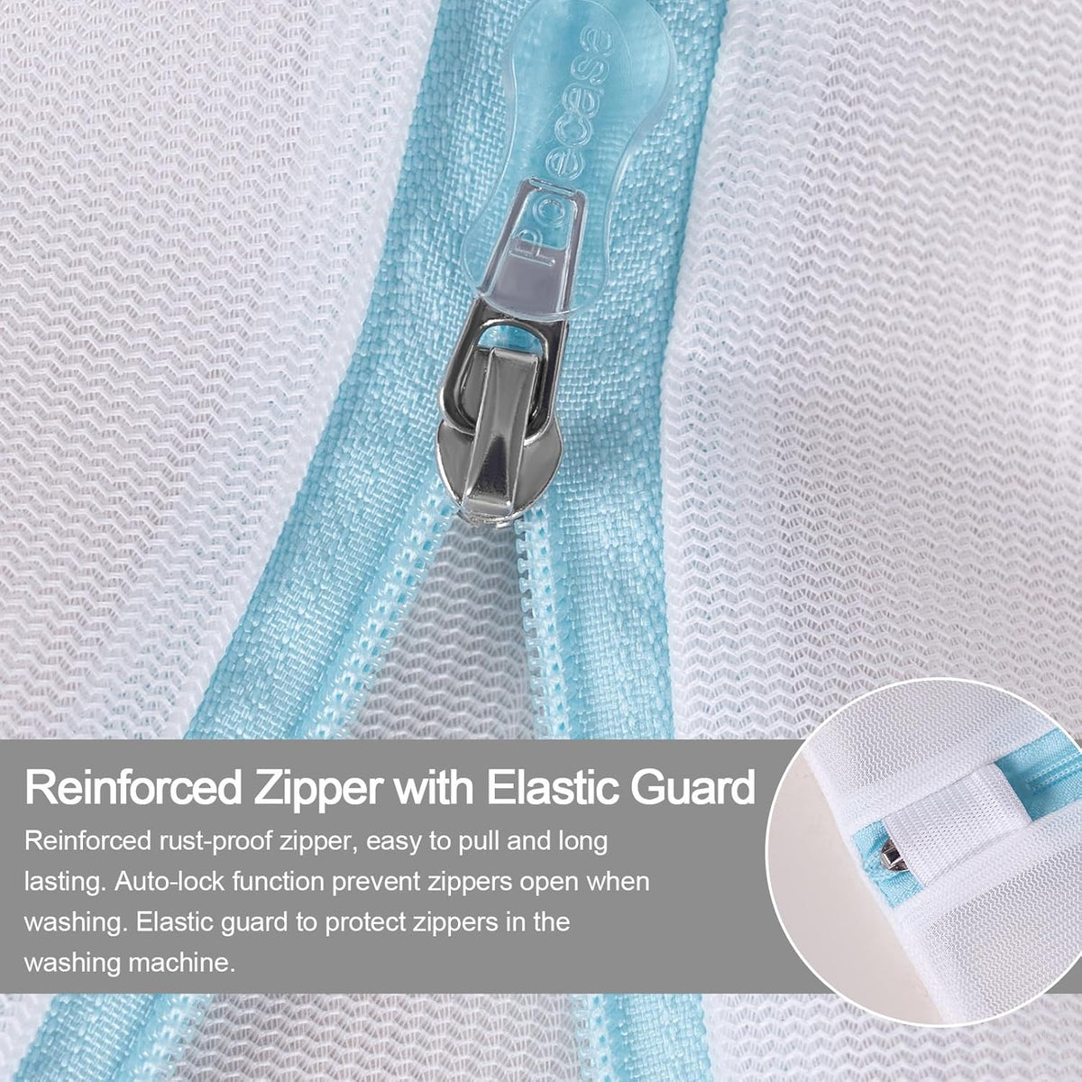 Polecasa 2Pcs 24 x 24 Inches Extra Durable Fine Mesh Laundry Bags with Sturdy Zipper for Delicates
