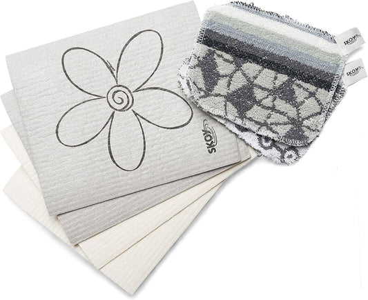 Skoy Bundle, 2-Pack Skoy Scrub, and 4-Pack Skoy Swedish Dishcloth, Reusable Cleaning Products for