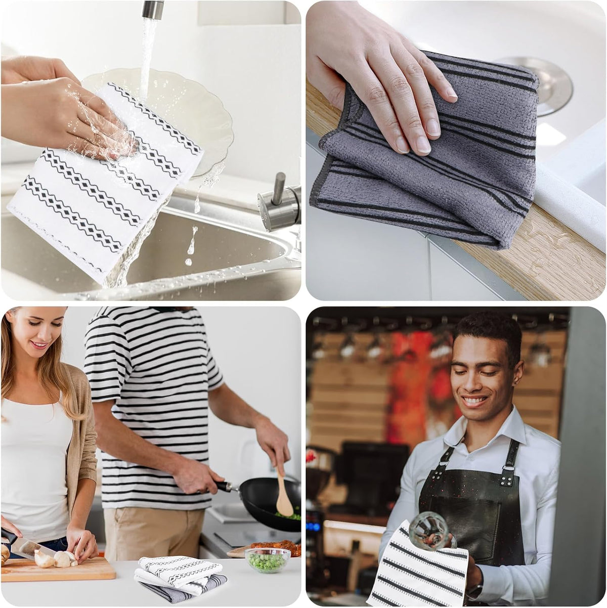 HOMEXCEL Microfiber Cleaning Cloth, Kitchen Towels 12 Pack, Lint Free, Scratch-Free, Highly