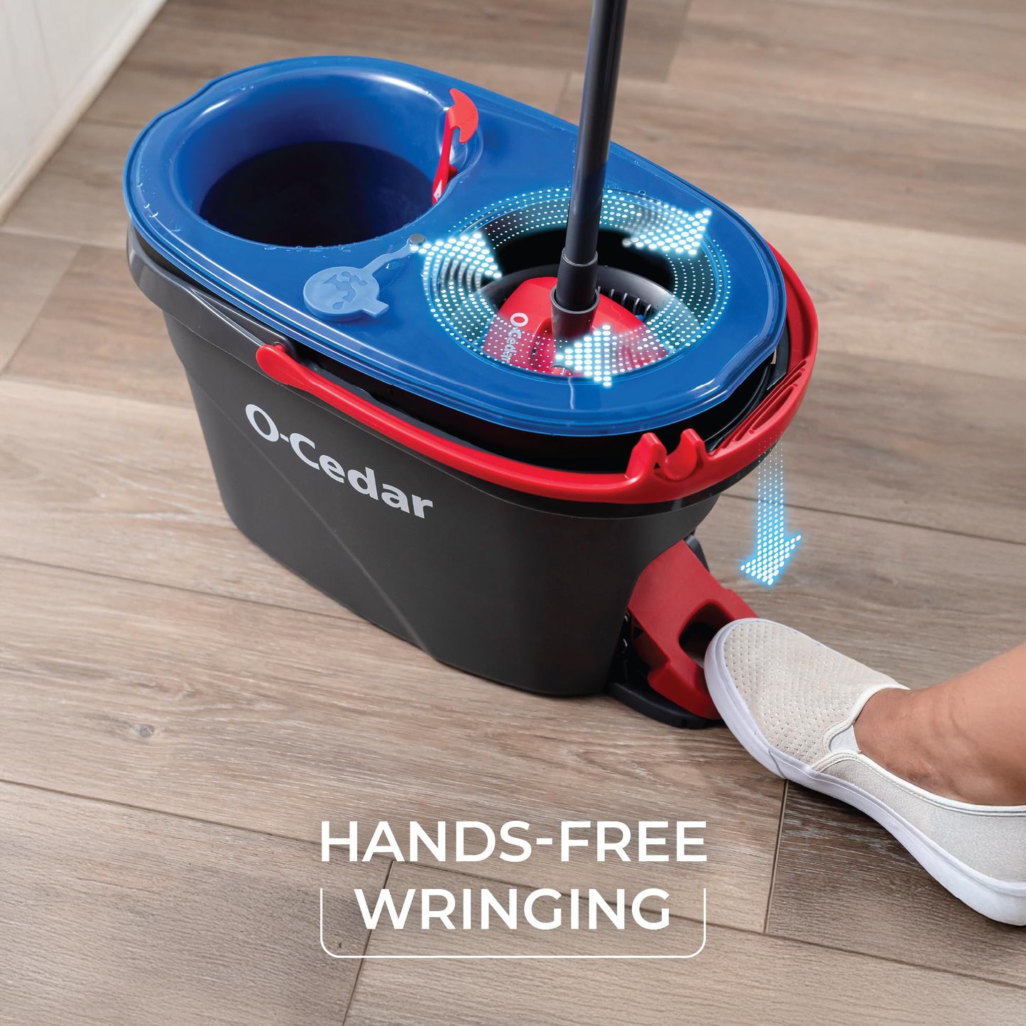 O-Cedar RinseClean Spin Mop & Bucket System + 2 Extra Mop Heads| Clean with Clean Water | Removes