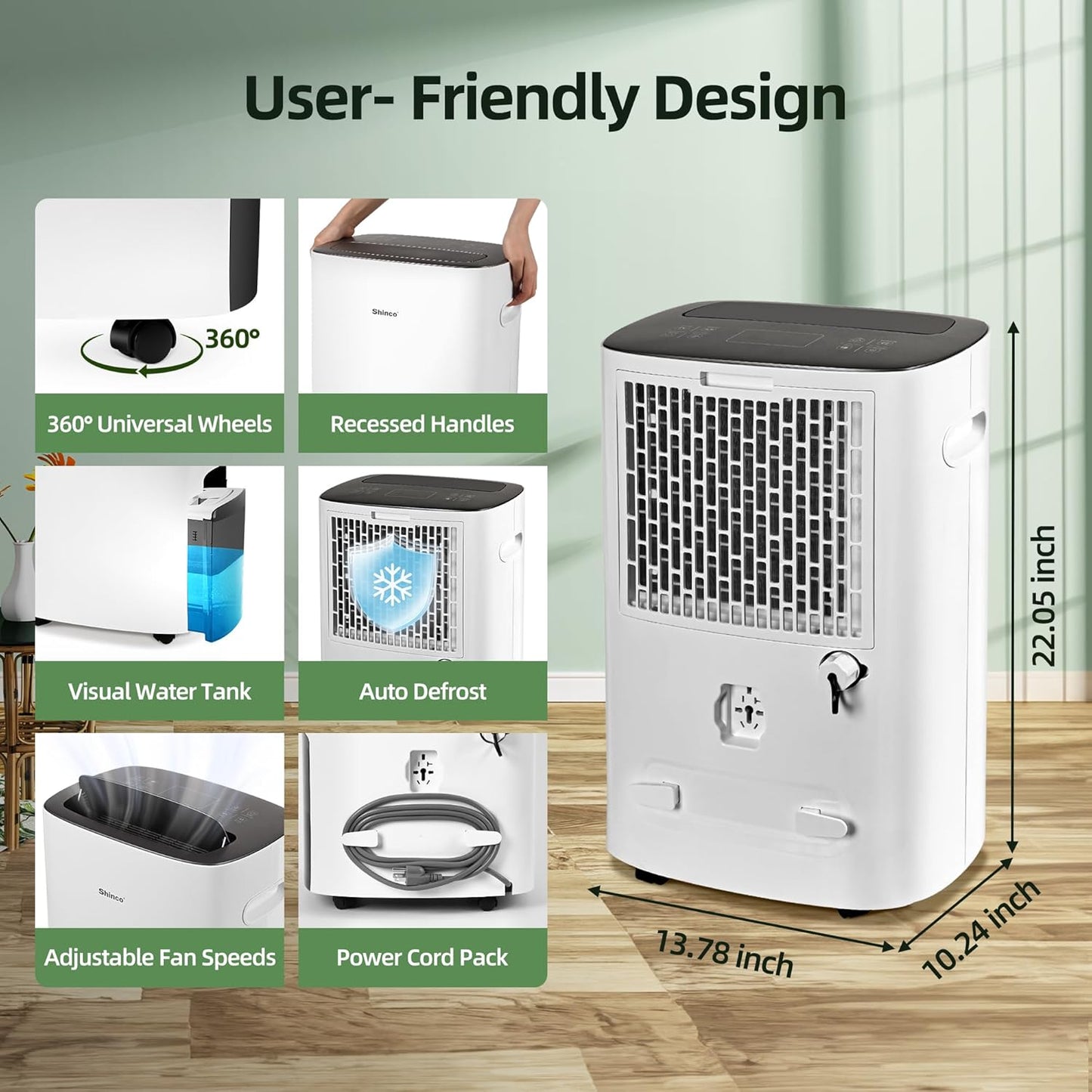 Shinco 86 Pints Dehumidifier for Home and Basements, 5000 Sq.Ft Dehumidifiers with Drain Hose, Auto