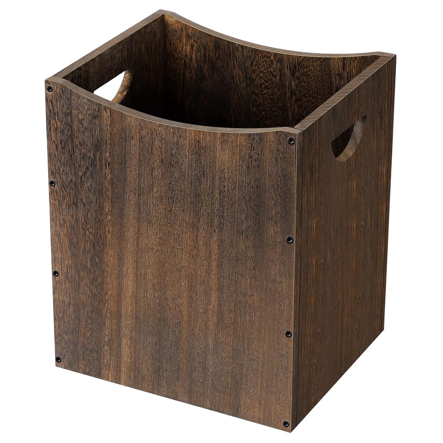Wood Trash Can 5.3 Gallon Office Wastebasket Farmhouse Rectangular Garbage Can with Built-in