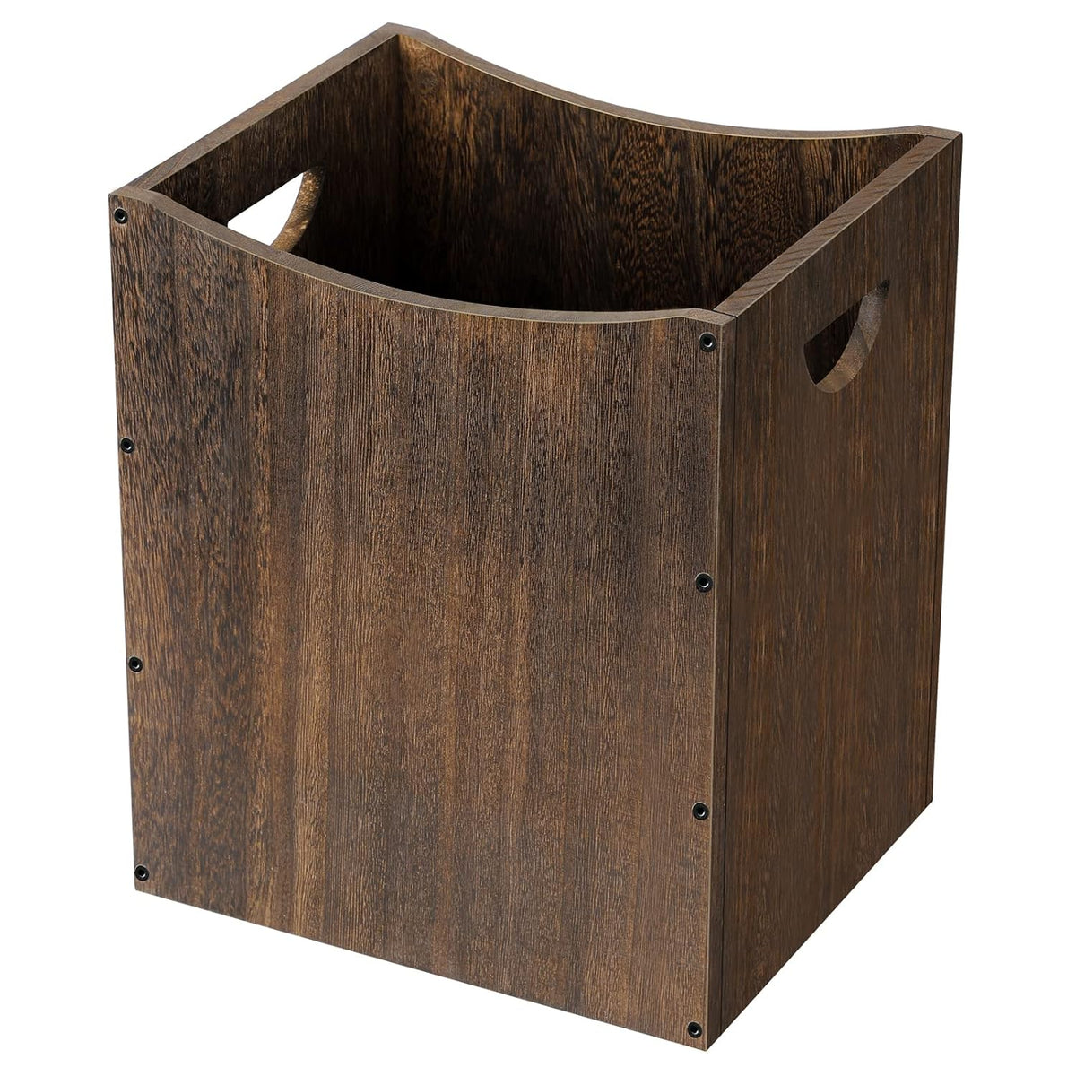 Wood Trash Can 5.3 Gallon Office Wastebasket Farmhouse Rectangular Garbage Can with Built-in