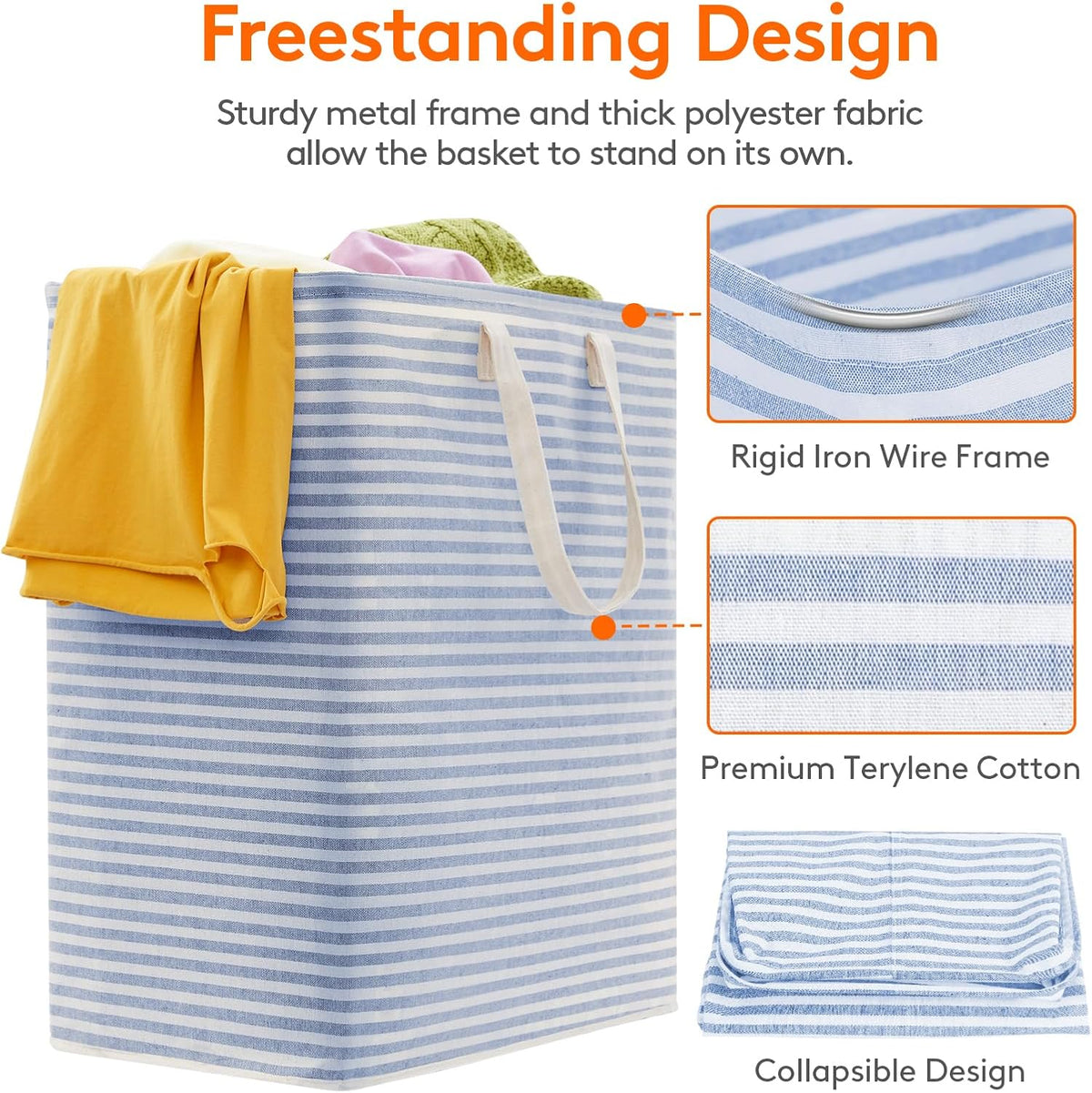 Lifewit 2 Pack Laundry Hamper Large Collapsible Laundry Baskets, Freestanding Waterproof Clothes