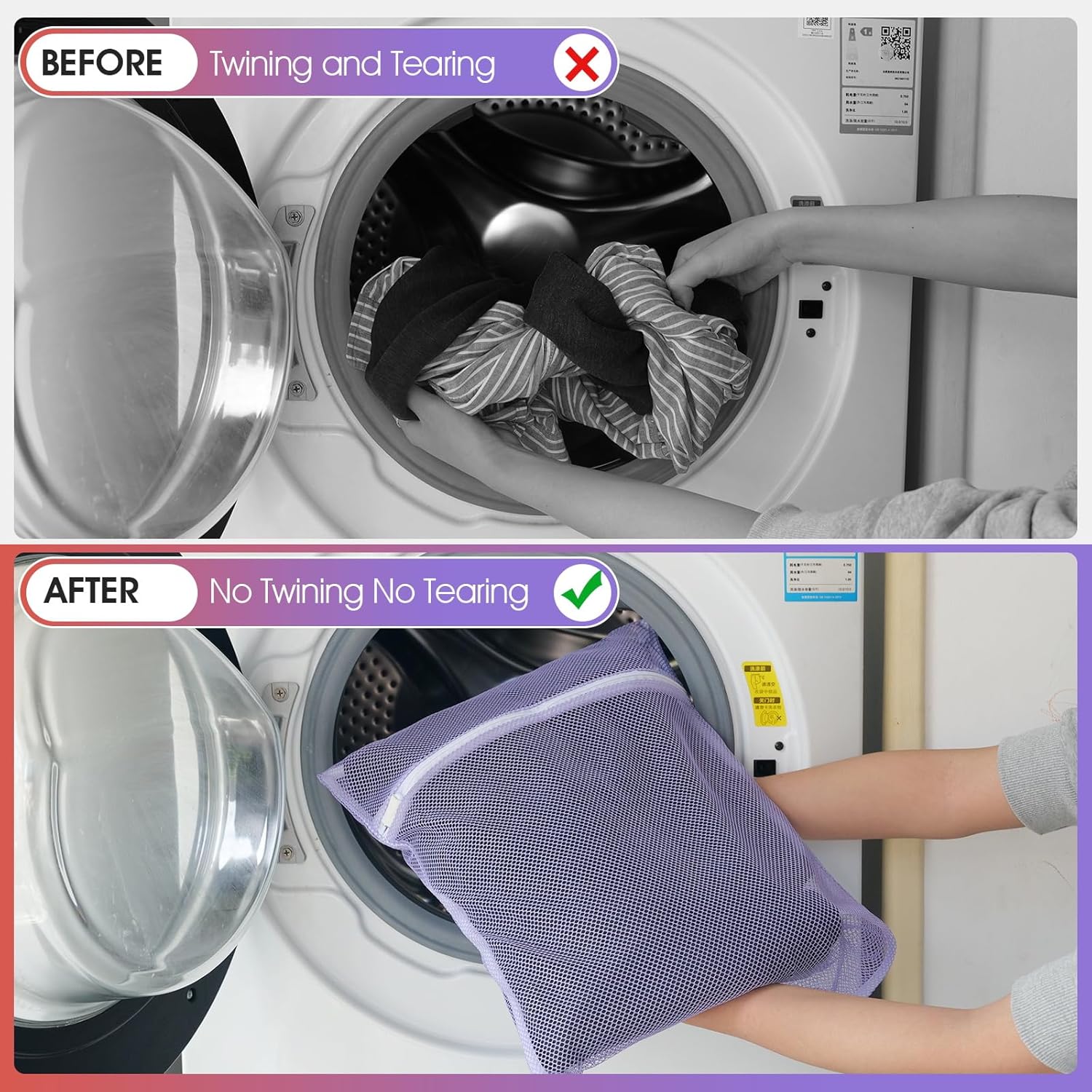 5Pcs Mesh Laundry Bags Sturdy for Delicates, Lingerie, Bras, Travel and Organize - 5 Color(14x20
