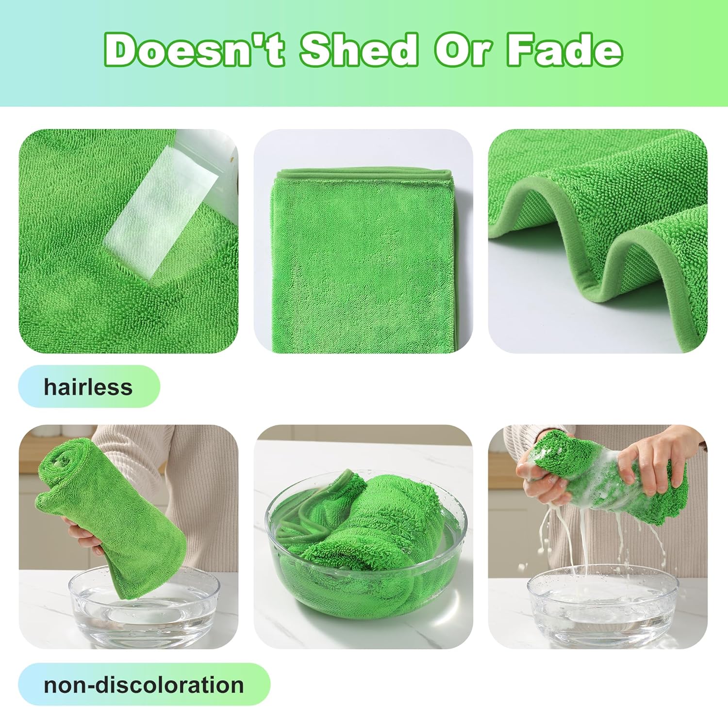 JOYMOOP Microfiber Towels for Cars, 2 Pack 35.4" x 23.6" Car Drying Towel, Green Reusable Car