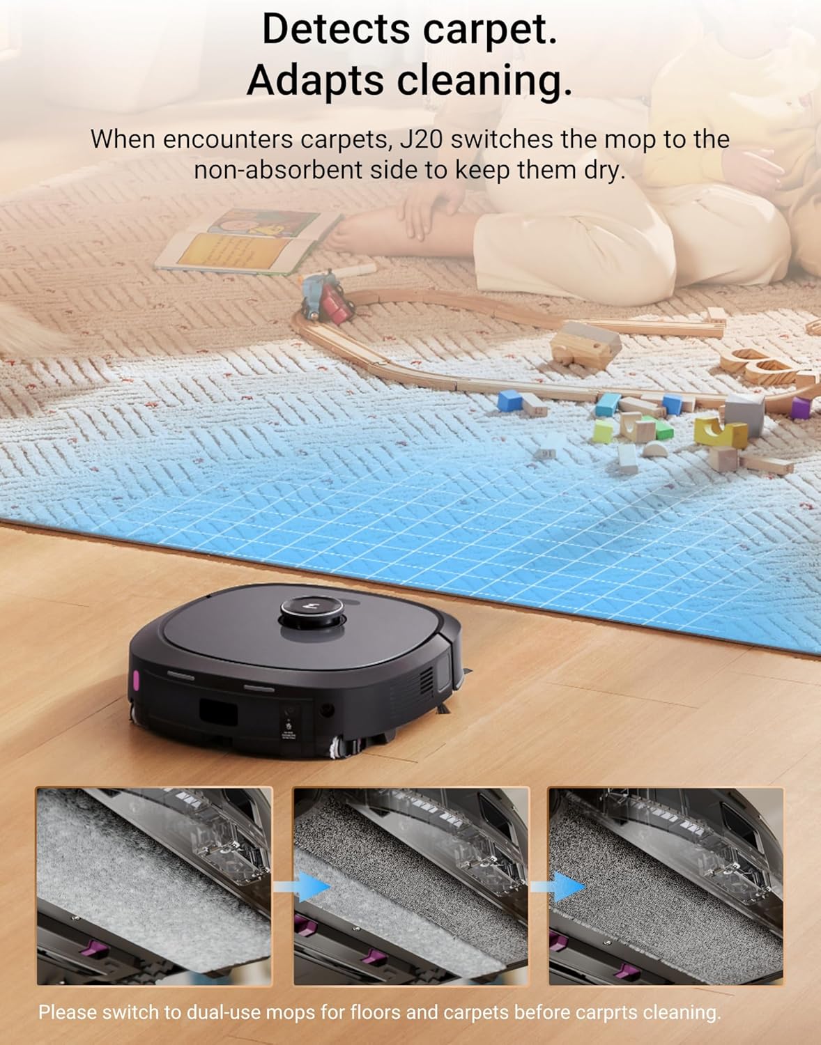 Eureka J20 Robot Vacuum Self Emptying, 8000Pa Suction, Auto Mop Washing & Hot Air Drying,3D