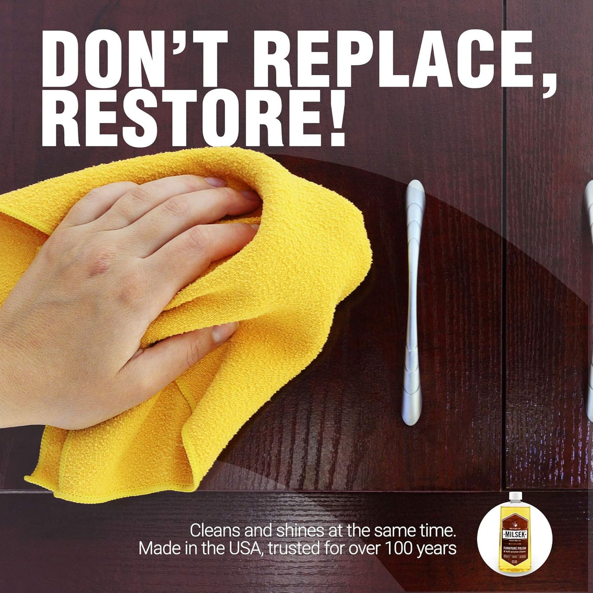 Milsek Furniture Polish and Wood Cleaner with Lemon Oil - Multipurpose Solution for Home