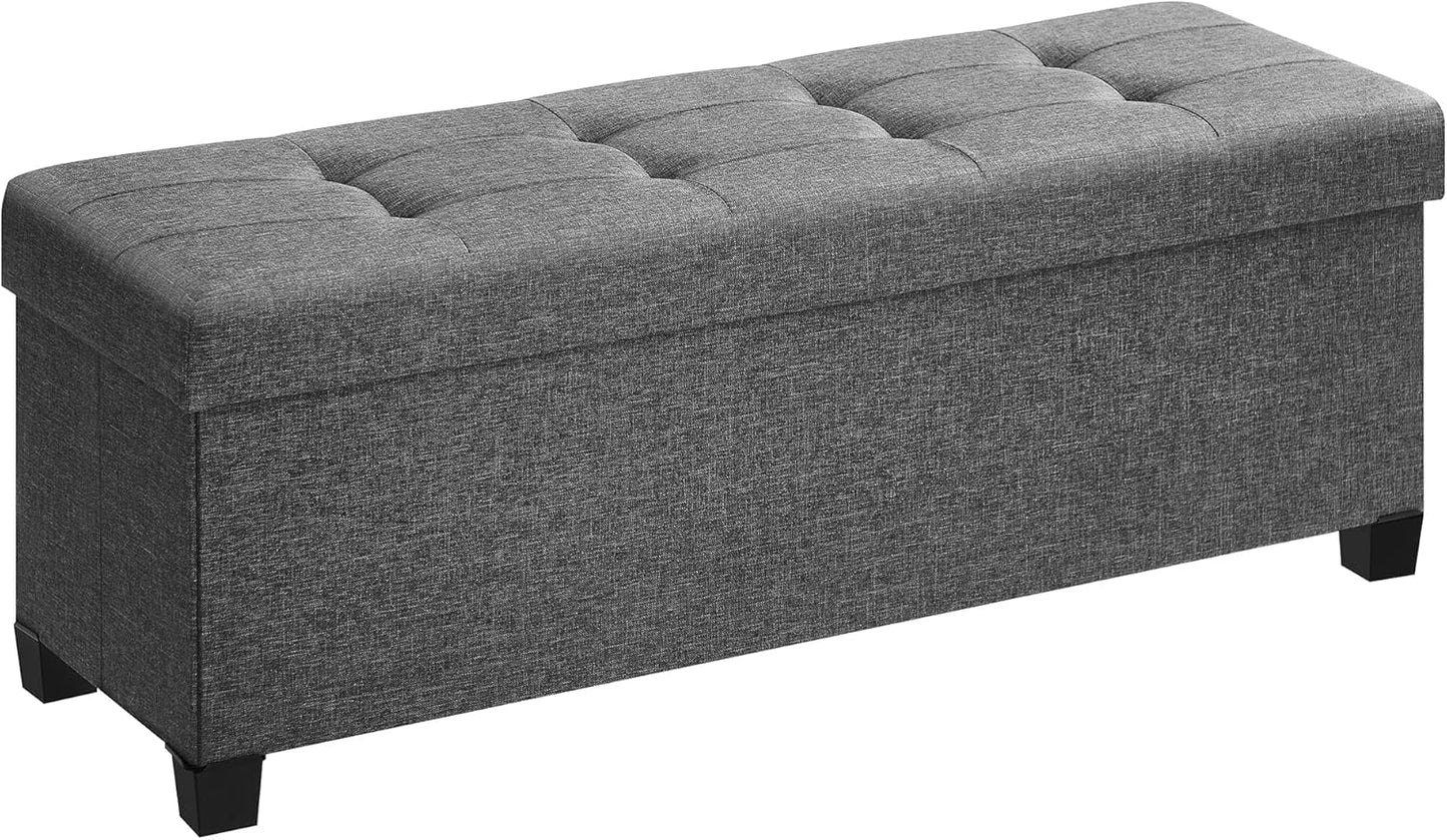 SONGMICS Storage Ottoman Bench, Foldable Foot Rest with Legs, 15 x 43 x 15.7 Inches, End of Bed