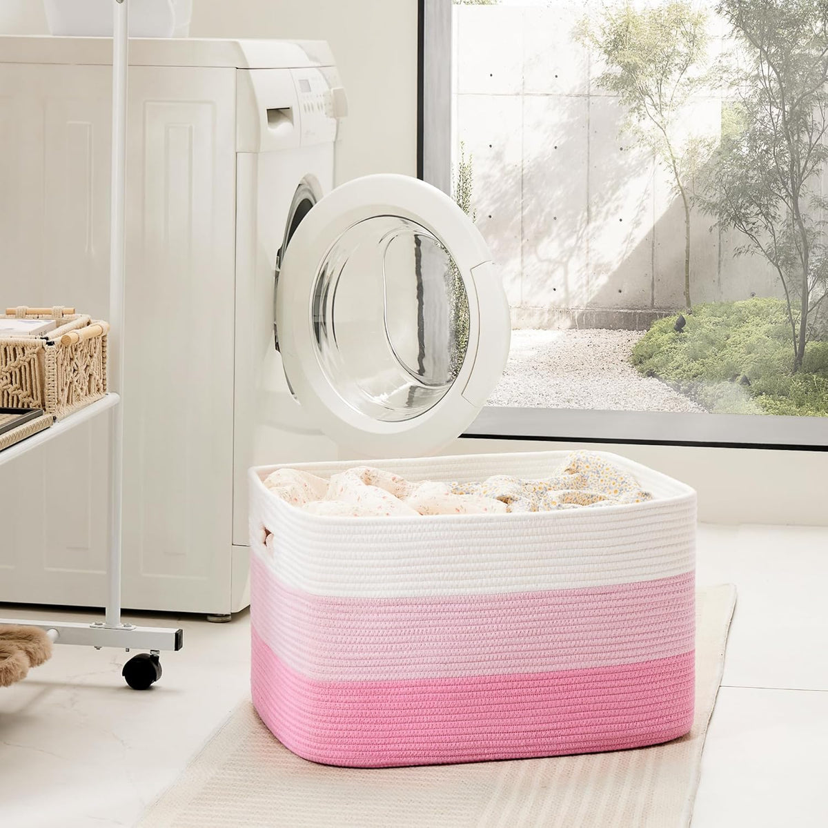 Blanket Basket,Rectangle Woven Baskets for Storage,100L Laundry Basket for Decorative Nursery