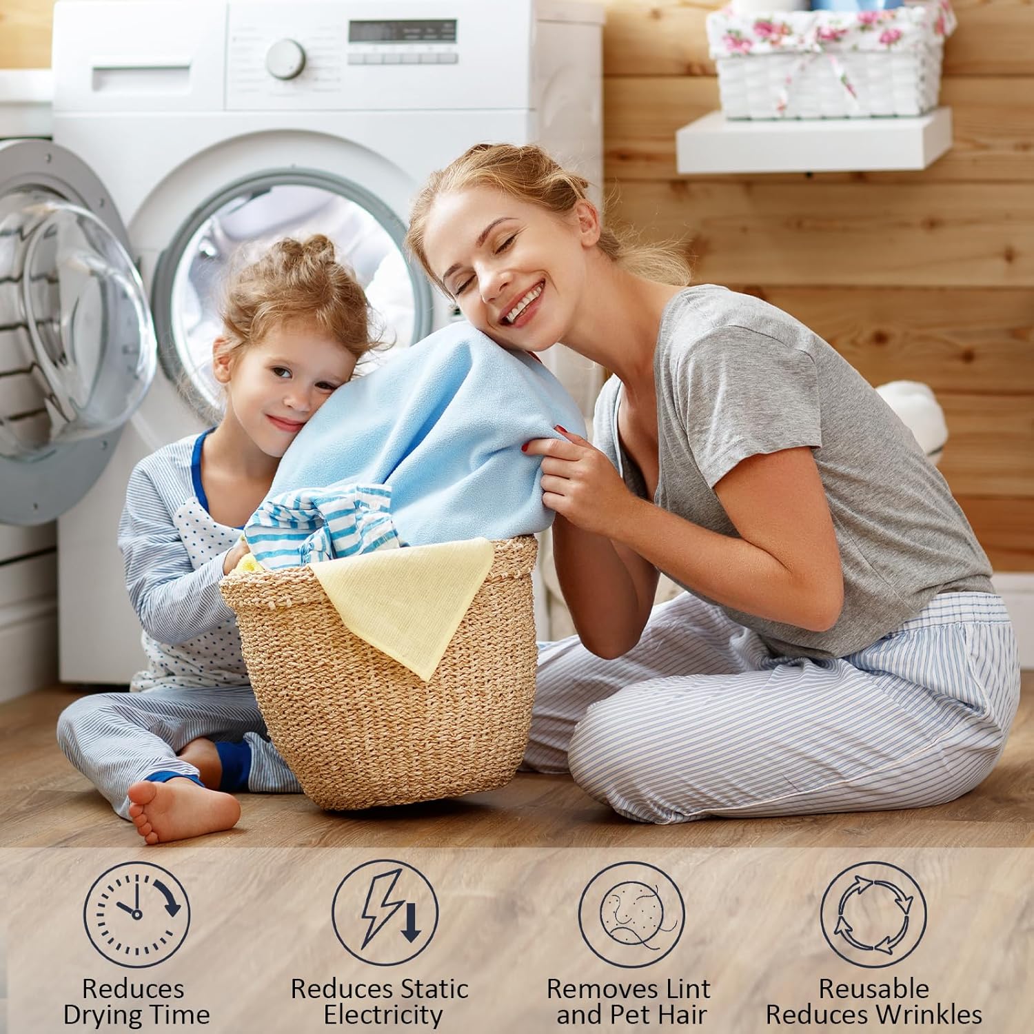 24 Pack Wool Dryer Balls XL Reusable Laundry Balls for Dryer Natural Fabric Softener Ball with 1