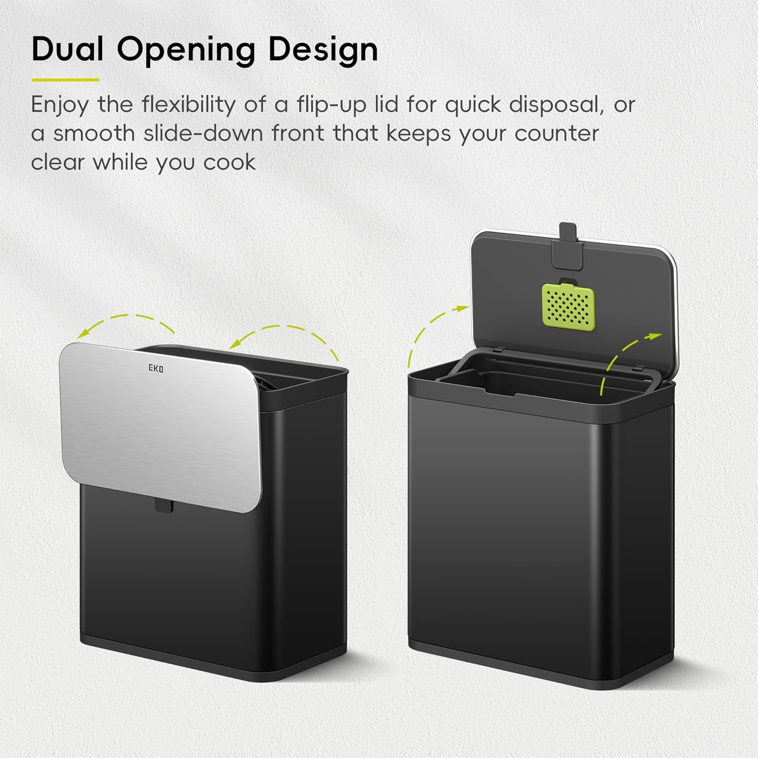 EKO Kitchen Compost Bin, 7L / 1.85 Gal Stainless Steel with Removable Inner Bucket and Deodorizer