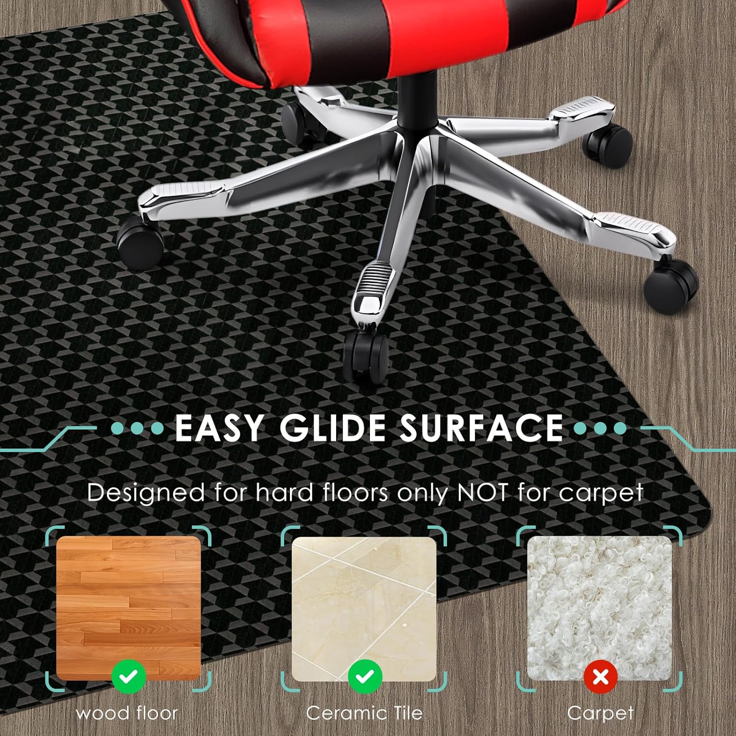 Vicwe Office Chair Mat for Hardwood Floor, 48" x 40" Large Chair Mats, Gaming Chair Mat for