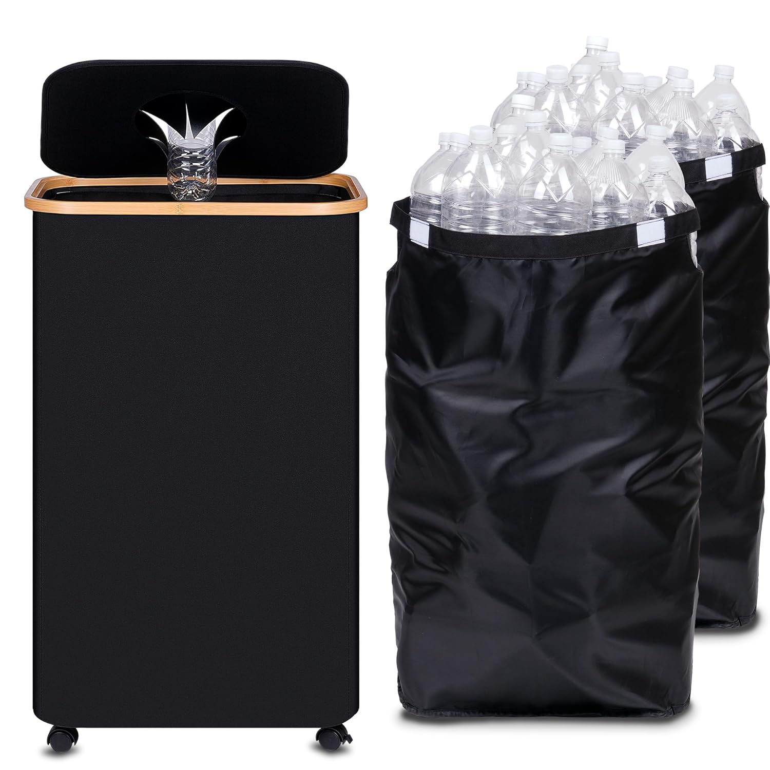 efluky Recycle Bins for Kitchen 100L (26 Gallon), Recycling Bin with Wheels and 2 Removeable and